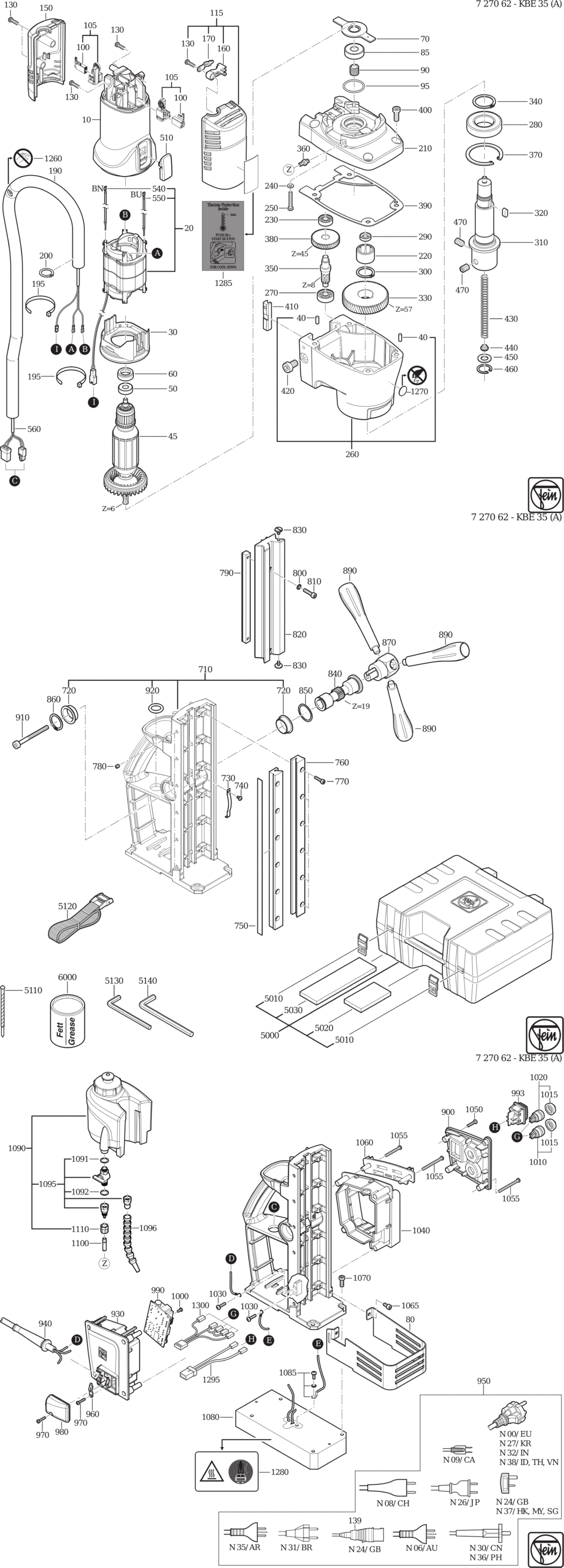 Fein KBE 35 ʊ) ⡐/60Hz 220/230V) / 72706200230 Spare Parts