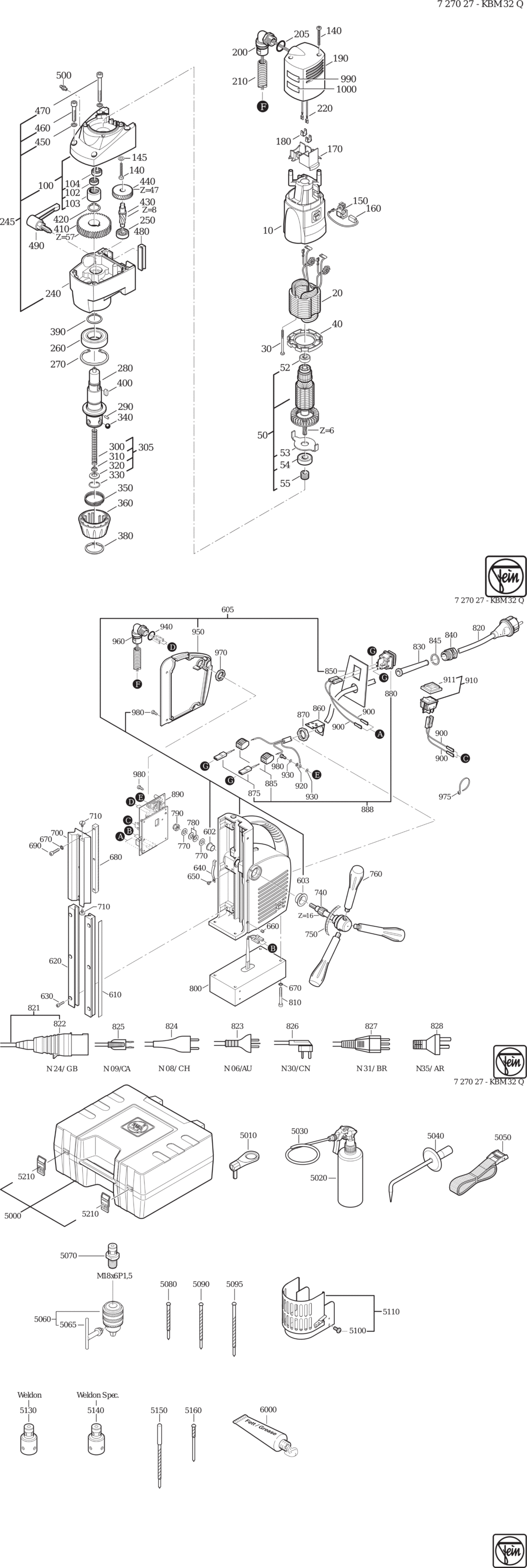 Fein KBM 32 Q ⡐Hz 230V) / 72702700235 Spare Parts