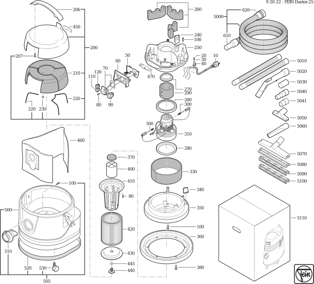 Fein Dustex 25 / 92022223010 Spare Parts