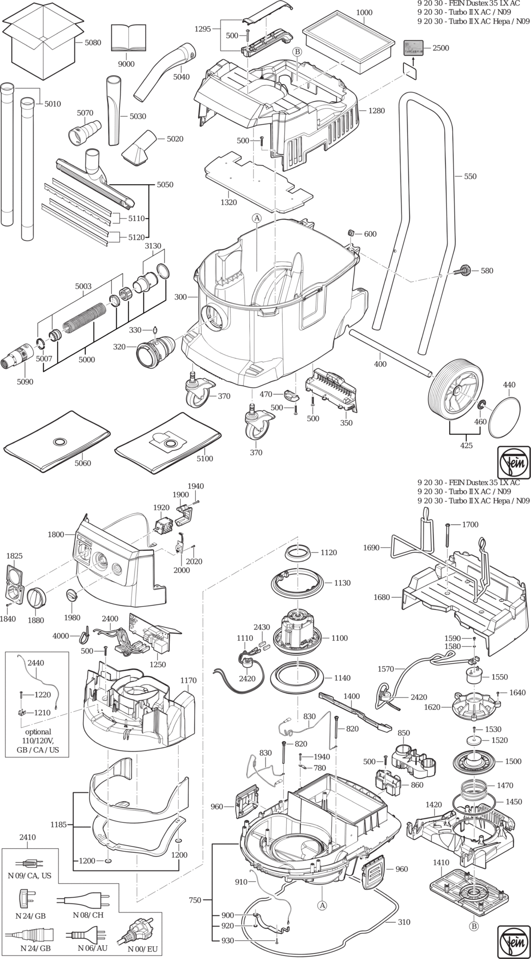 Fein Dustex 35 LX AC / 92030223240 Spare Parts