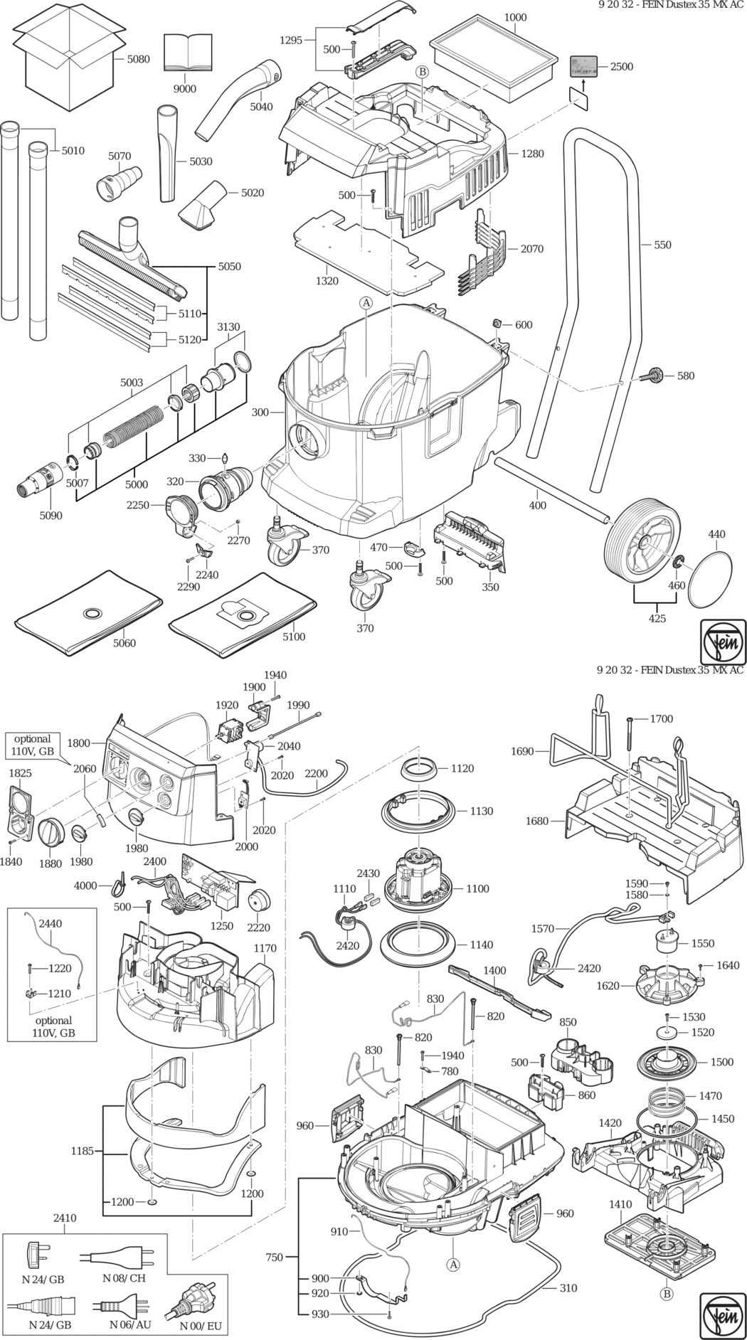 Fein Dustex 35 MX AC / 92032223000 Spare Parts