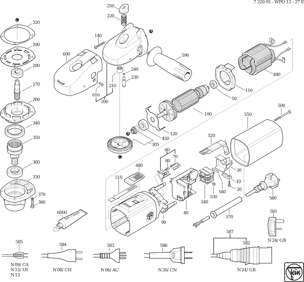 Fein WPO 12-27 E ⡐Hz 110V) / 72209124110 Spare Parts