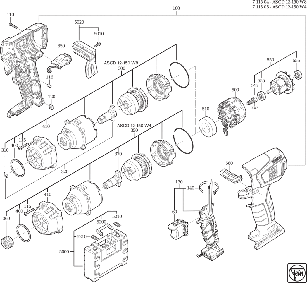 Fein ASCD 12-150 W4C ⠒V) / 71150500920 Spare Parts