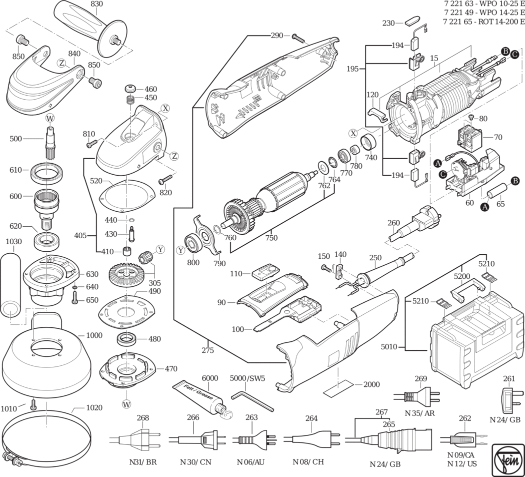 Fein WPO 10-25 E ⡐/60Hz 220/230V) / 72216324230 Spare Parts