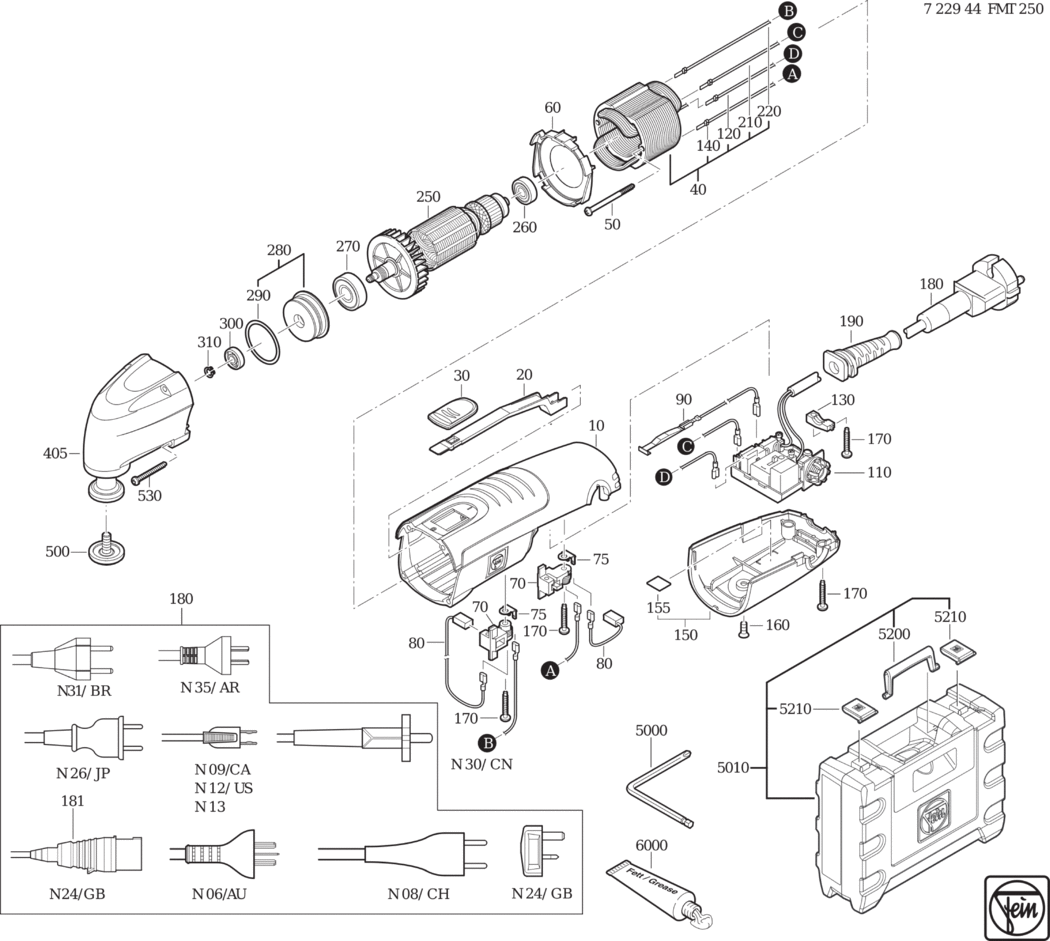 Fein FMT 250 ⡐/60Hz 110/120V) / 72294424110 Spare Parts