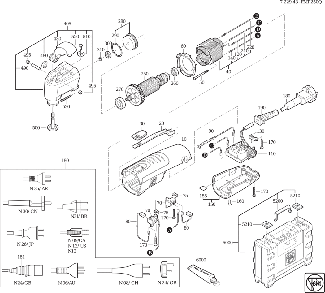 Fein FMT 250 Q ⡐/60Hz 220/230V) / 72294300230 Spare Parts