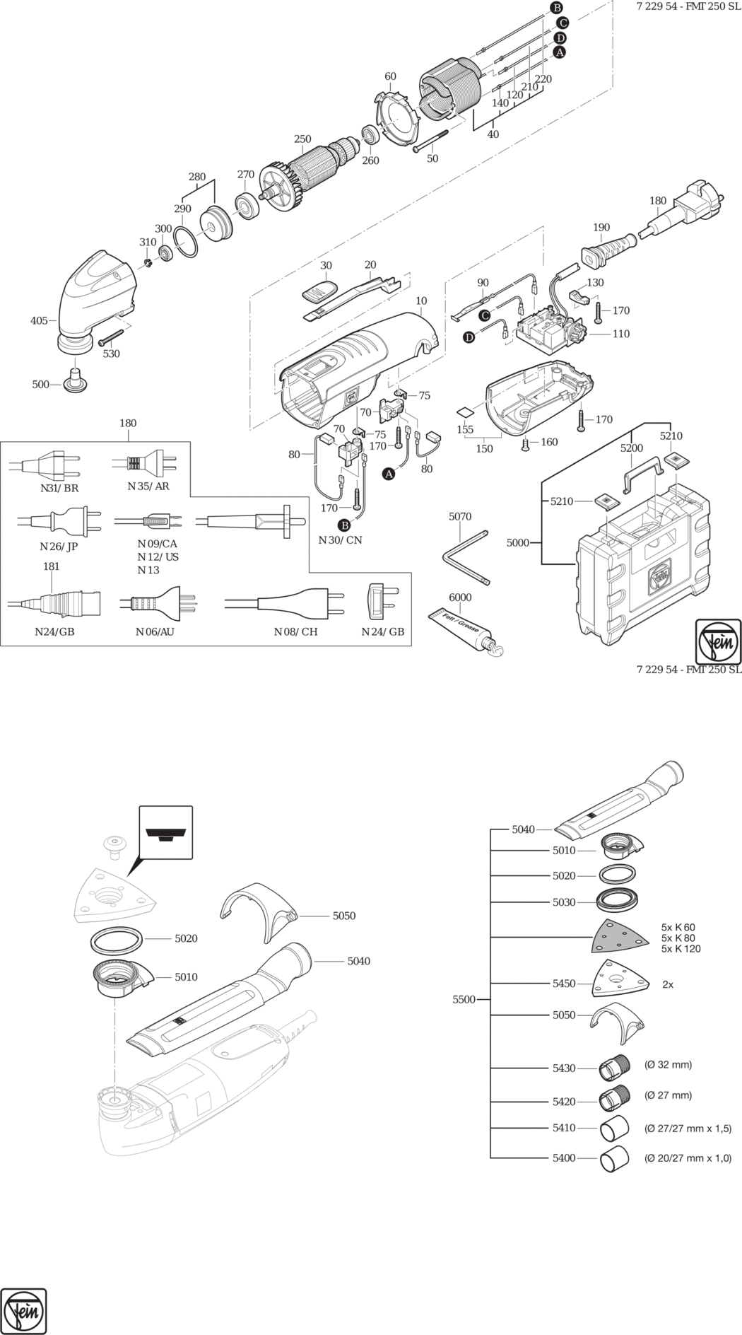 Fein FMT 250 SL ⡐/60Hz 110/120V) / 72295424110 Spare Parts