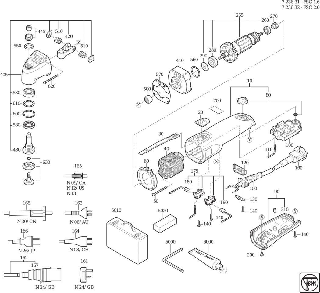 Fein FSC 2.0 ⡐/60Hz 220/230V) / 72363224236 Spare Parts