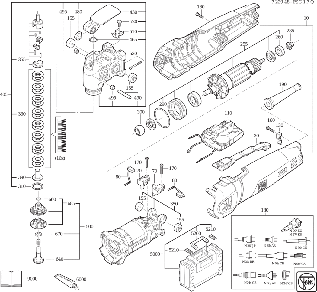 Fein FSC 1.7 Q ⡐/60Hz 110/120V) / 72294824110 Spare Parts