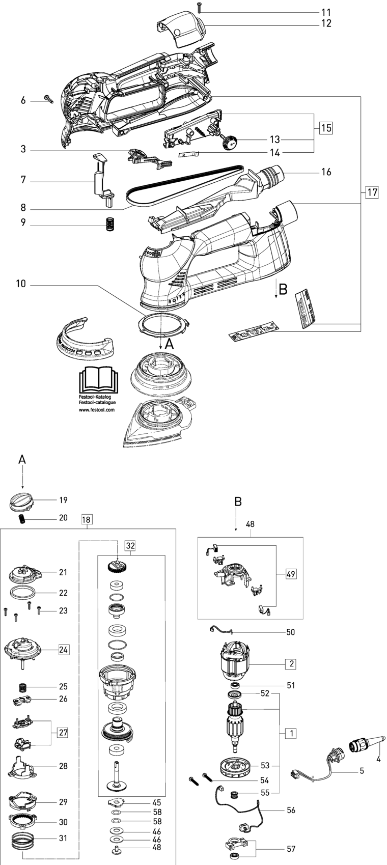 Festool RO 90 DX FEQ 230V / 495618 Spare Parts