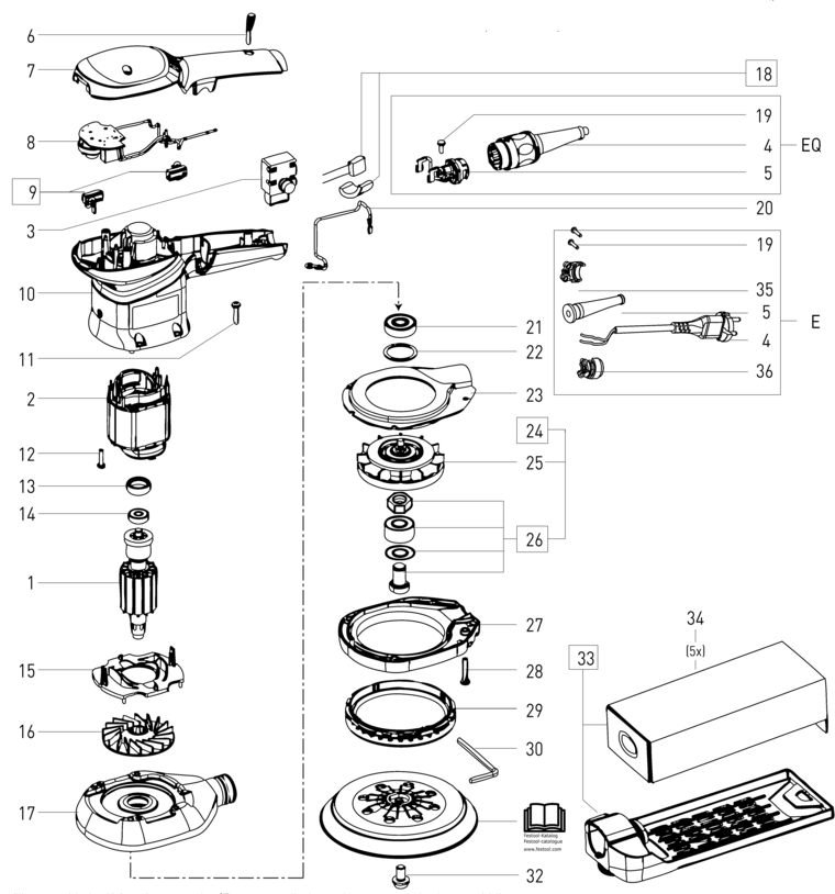 Festool ETS 150/3 EQ 230V / 499953 Spare Parts