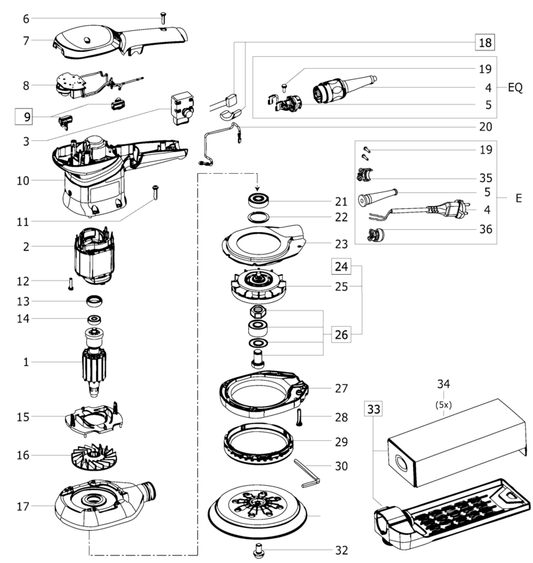 Festool ETS 150/5 EQ GB 110V / 492619 Spare Parts