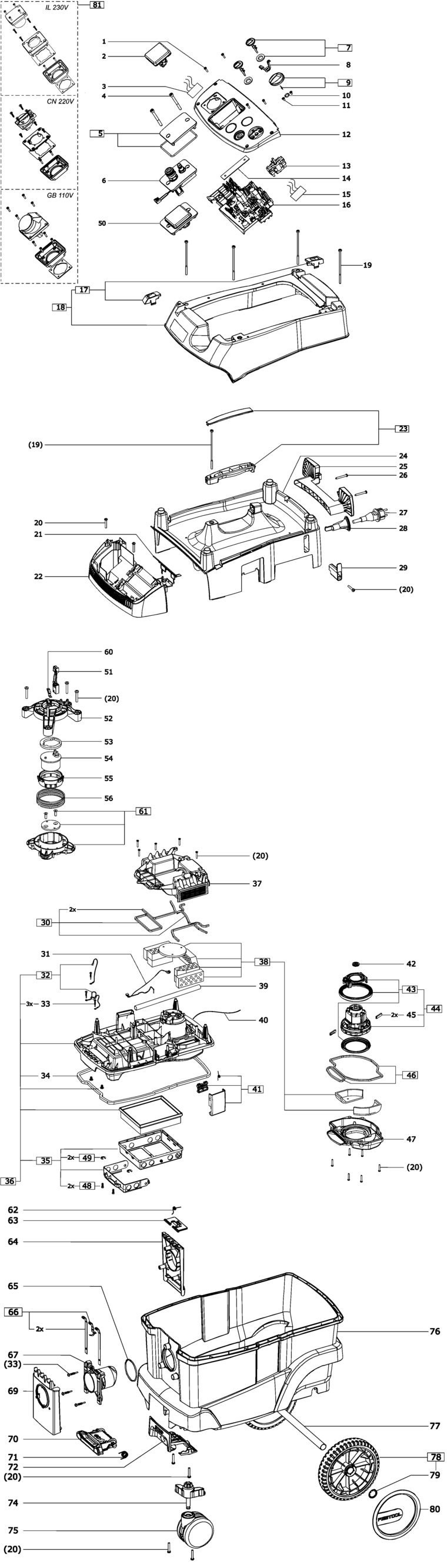 Festool CT 26 E HEPA 230V / 496951 Spare Parts