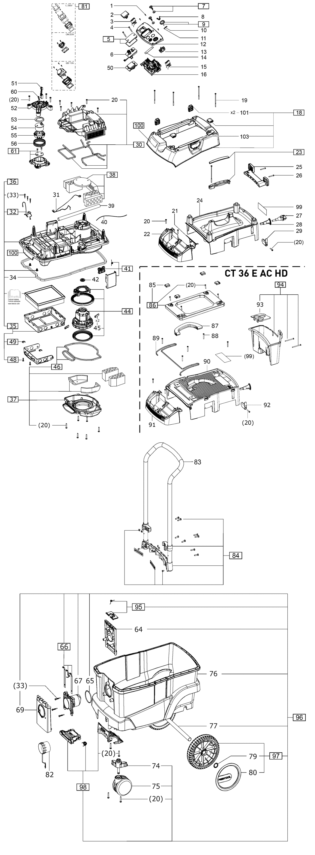 Festool CTL36E AC EU 220-240V FL / 202422 Spare Parts