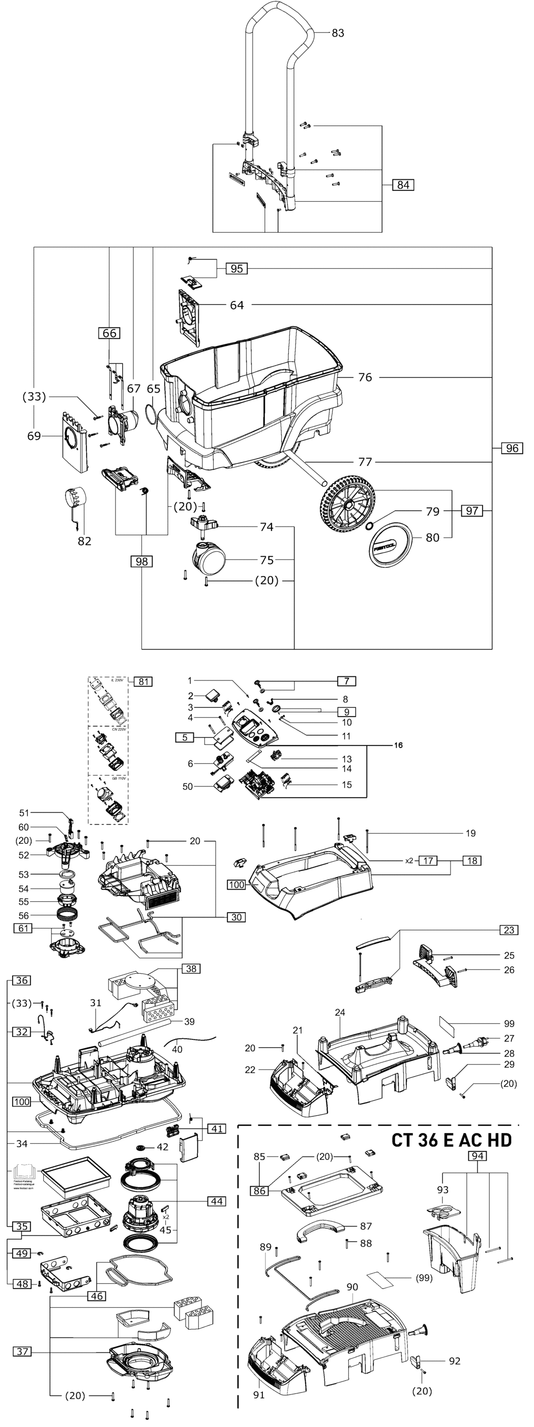 Festool CTM 36 E 230V / 202821 Spare Parts